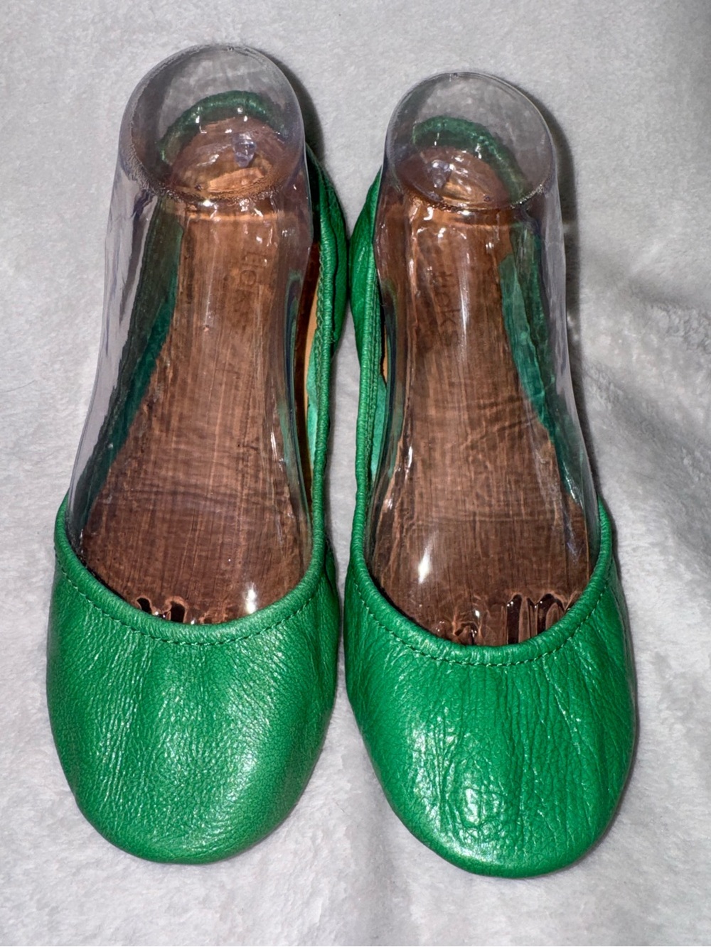 Tieks Green Leather Ballet Flats